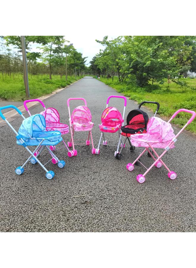Children's Simulation Iron Trolley With Doll Suit Infant Play House Toy Direct Sales Super Low Price-Color:27cm Blink Pants + Strawberry Car (card Bag Comes With Feeding Bottle) - Image 3