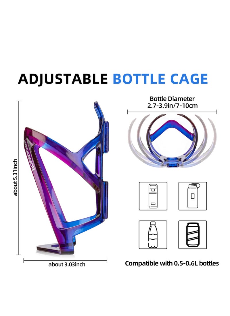 Cuken - Durable Bike Water Bottle Holder Ultra-Light with Screws Tool, Universal Cup Holder Rack for MTB Road (Blue and   Purple） - Image 1