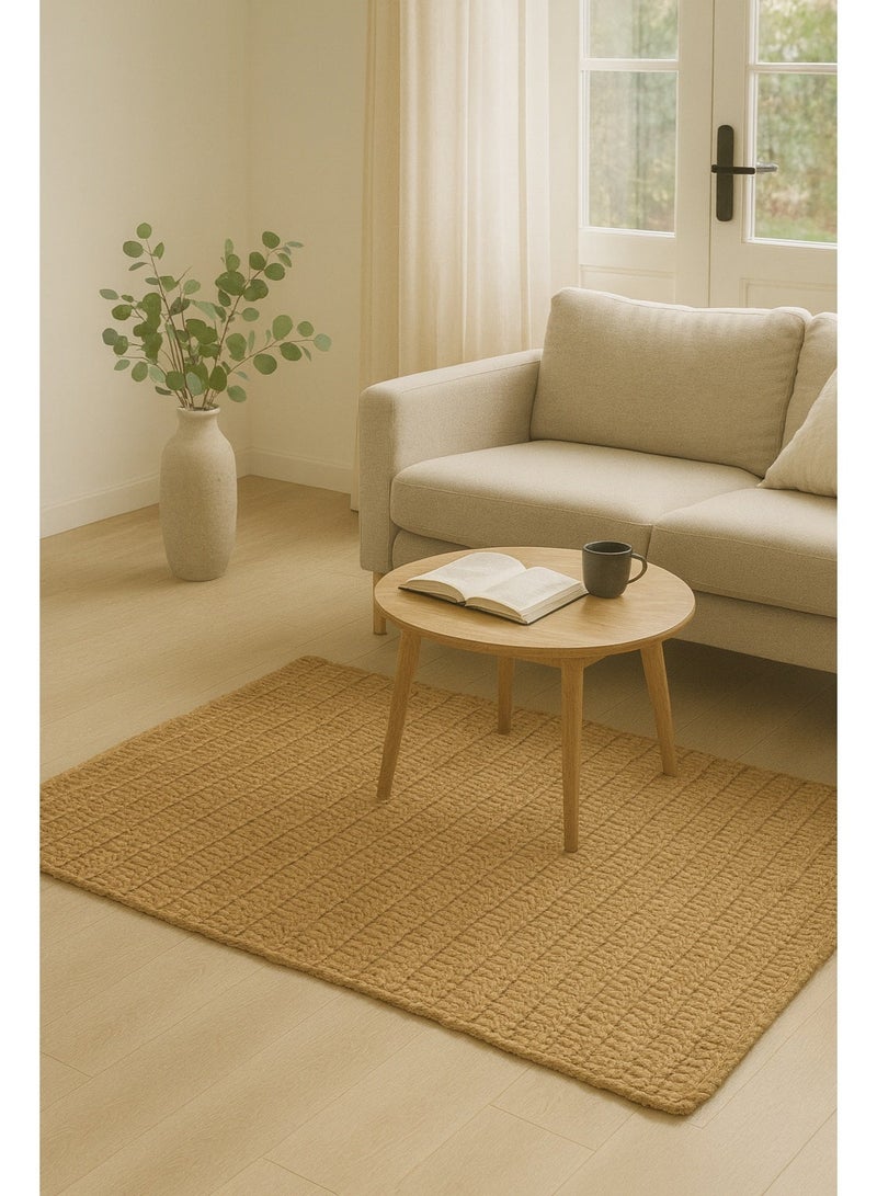 Elegant natural rug handcrafted in India from 100% natural jute fibers. - Image 1