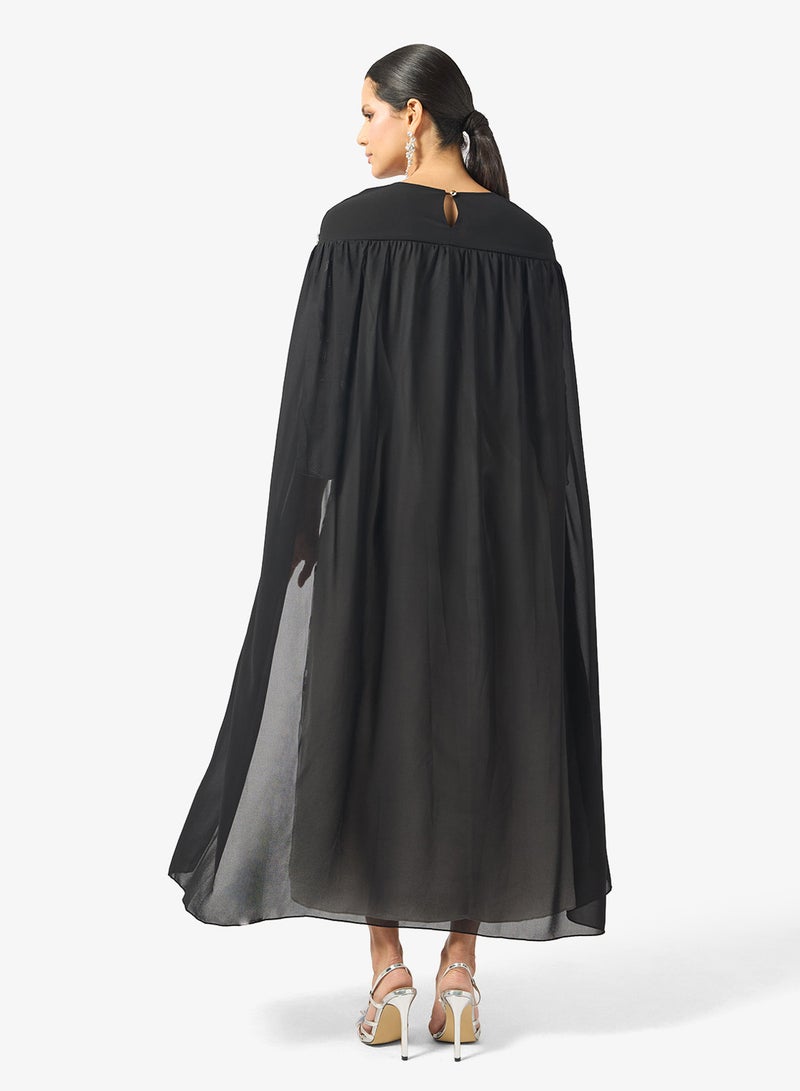 Khizana Embellished Dress With Cape - Image 2
