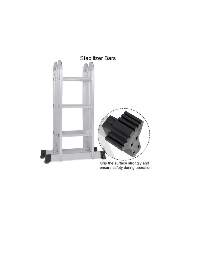 ROBUSTLINE - Robustline Multi Purpose Folding Step Ladder Platform Extendable Scaffold Ladder Aluminum 7 in 1 Extension Step Lightweight (4x3) - Image 1