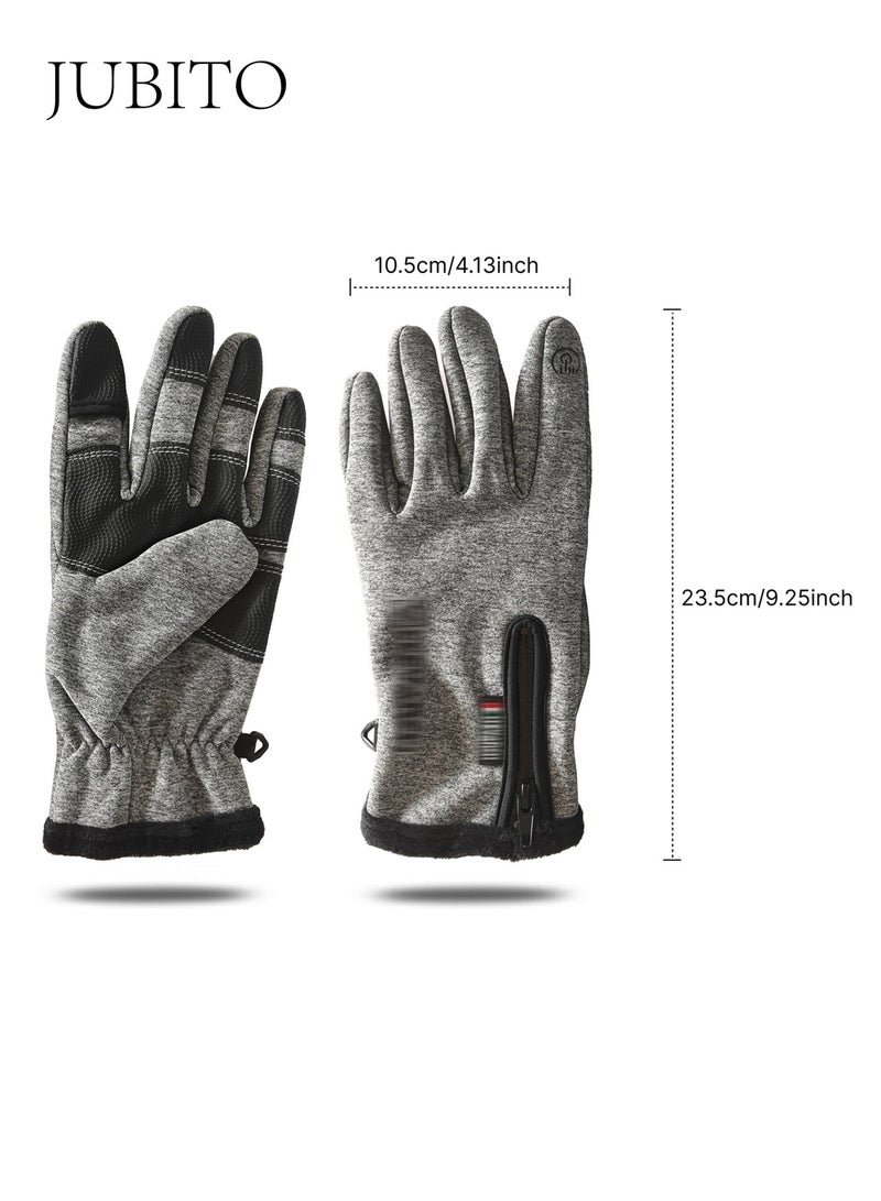 JUBITO Gloves, Winter Use Gloves gym, Cycling Gloves, Fishing Insulated Waterproof Fingerless Reflective Gloves (Gray) - Image 5