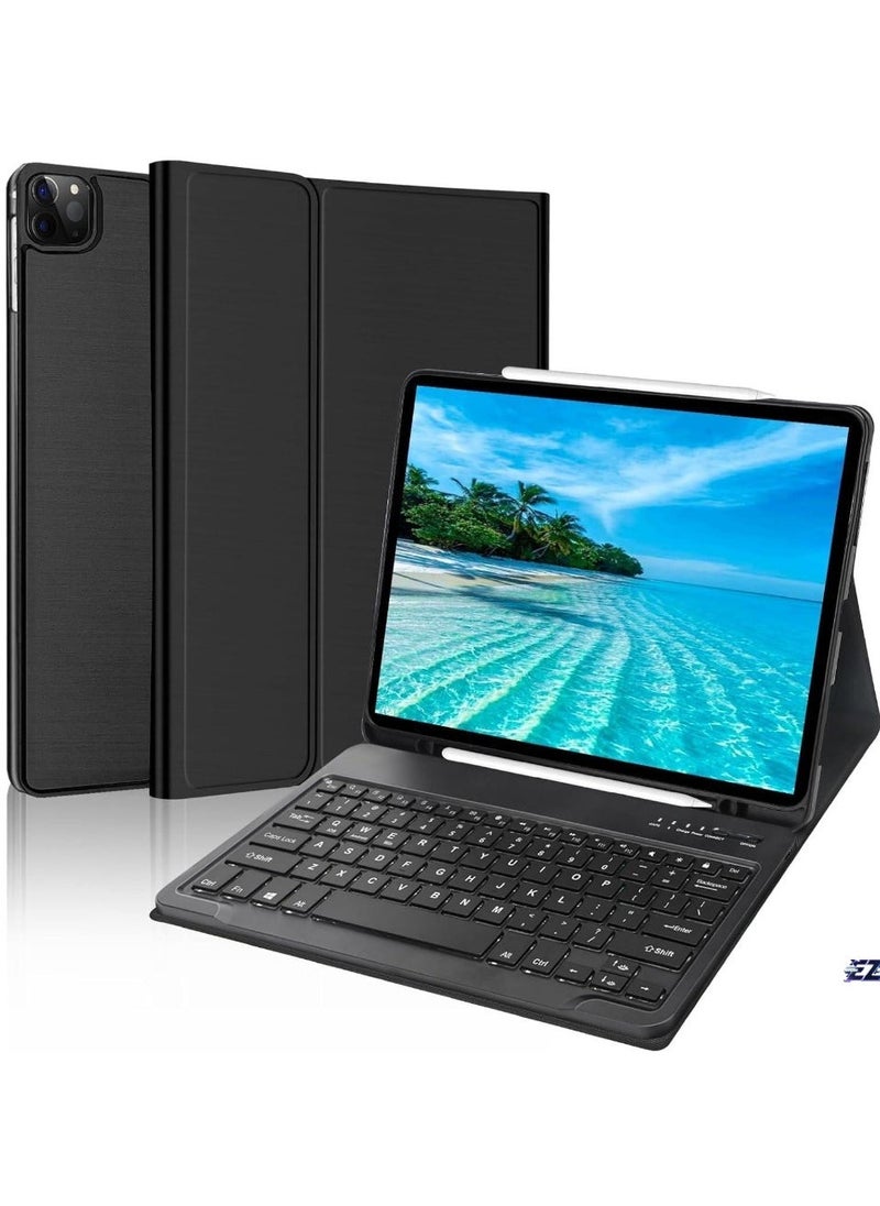 ELTRAZONE Case for iPad Air 13-inch (M2, 2024) & iPad Pro 12.9" (6th/5th/4th/3rd Gen) – Detachable Wireless Bluetooth Keyboard, Slim Folio Smart Cover with Pencil Holder, Black - Image 1