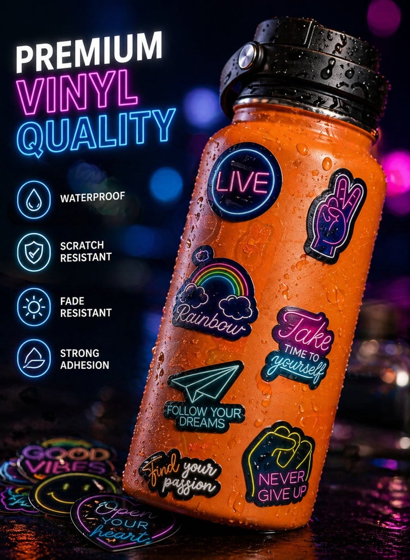 100pcs Positive Affirmation Quote Neon Sticker Pack, Motivational Inspirational Stickers for Water Bottles Laptop Scrapbook Journal, Teacher Classroom Prizes Reward, Waterproof Vinyl - Image 4