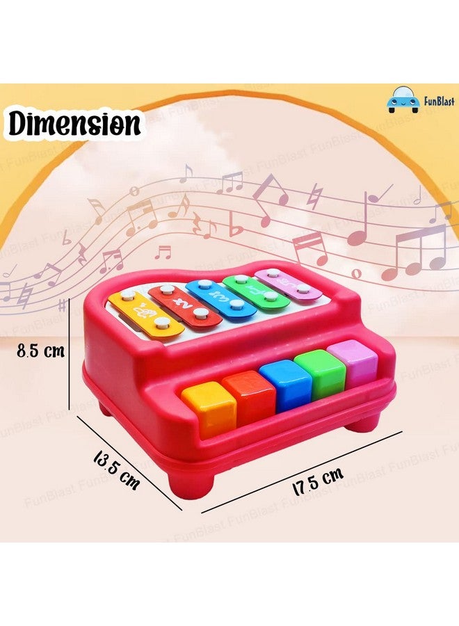 فنبلاست بيانو إكسيليفون من فن بلاست - ألعاب إكسيليفون للأطفال - لعبة تعليمية، بيانو يدوي بخمس نغمات صوتية للأطفال الصغار والأولاد والبنات - لعبة موسيقية (أحمر - إكسيليفون) - Image 2