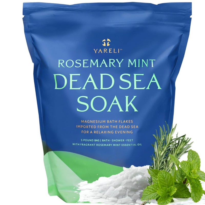 Yareli Magnesium Flakes, 5lb Rosemary Peppermint, Dead Sea Bath and Foot Soak, Alternative to Epsom Salt with Over 250,000mg of Magnesium Chloride Per Bag - Image 1