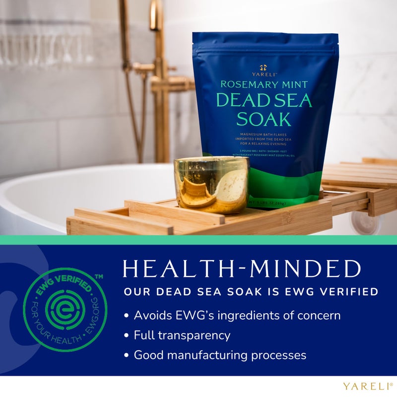 Yareli Magnesium Flakes, 5lb Rosemary Peppermint, Dead Sea Bath and Foot Soak, Alternative to Epsom Salt with Over 250,000mg of Magnesium Chloride Per Bag - Image 2