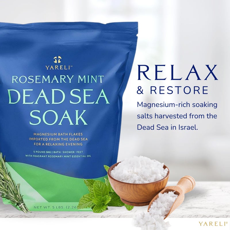 Yareli Magnesium Flakes, 5lb Rosemary Peppermint, Dead Sea Bath and Foot Soak, Alternative to Epsom Salt with Over 250,000mg of Magnesium Chloride Per Bag - Image 5