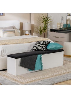DANUBE HOME Serenity Bed Bench With Storage Multi-Functional Ottoman Upholstered Footrest Modern Design Furniture For Living Room Bedroom L163Xw43Xh42Cm -White  - Image 1