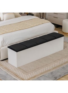 DANUBE HOME Serenity Bed Bench With Storage Multi-Functional Ottoman Upholstered Footrest Modern Design Furniture For Living Room Bedroom L163Xw43Xh42Cm -White  - Image 3