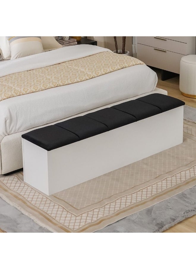 DANUBE HOME Serenity Bed Bench With Storage Multi-Functional Ottoman Upholstered Footrest Modern Design Furniture For Living Room Bedroom L163Xw43Xh42Cm -White  - Image 3
