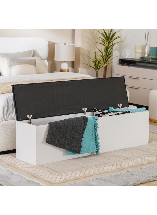 DANUBE HOME Serenity Bed Bench With Storage Multi-Functional Ottoman Upholstered Footrest Modern Design Furniture For Living Room Bedroom L163Xw43Xh42Cm -White  - Image 5