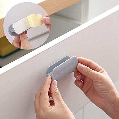DHVSAM Adhesive Cabinet Handles, Self-Stick Instant Cabinet Handles Alloy No Drilling Push Pull Handles Helper for Kitchen Cabinet Drawer Window Sliding Closet (Grey, 2 Pcs) - Image 5