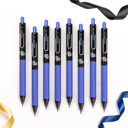 WRITECH أقلام حبر جل قابلة للسحب WRITECH: قلم لون أزرق 0.7 مم نقطة متوسطة لتدوين الملاحظات كتابة سلسة جافة سريعة طرف رفيع بدون تسرب أو بقع مجموعة 8 قطع - Image 1