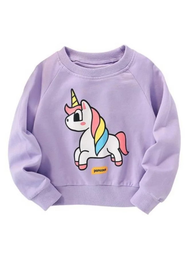 YUNIQEE Lavender Printed Long Sleeve Crew Neck T-Shirt