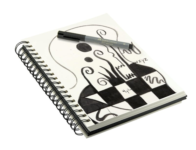 Creative Mark دفتر رسم ميداني مزدوج الأسلاك مع حلزوني [160 صفحة - 4 × 6]، دفتر جلد مزخرف باللون الأسود، ورق كريمي فاتح خالي من الأحماض، مثالي للوسائط الجافة والرسم - Image 5