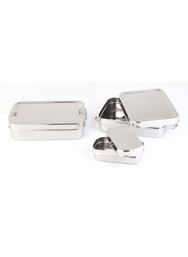 DiBha Stainless Steel Rectangle Shape Medium Size Lunch Box/School Lunch Box for Kids/Adults with 1 Snack Box (500 ml) - Image 3