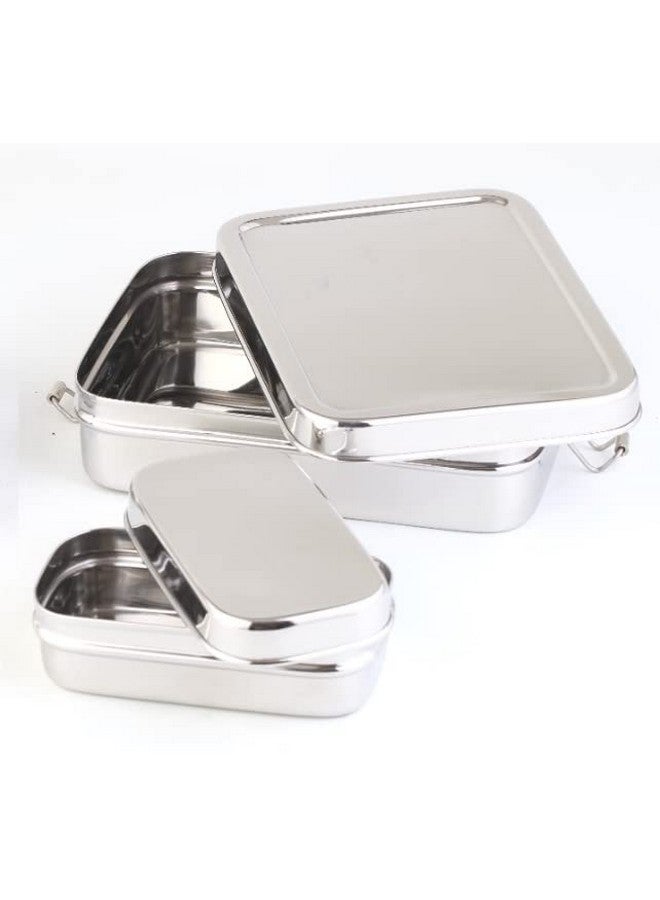 DiBha Stainless Steel Rectangle Shape Medium Size Lunch Box/School Lunch Box for Kids/Adults with 1 Snack Box (500 ml) - Image 2