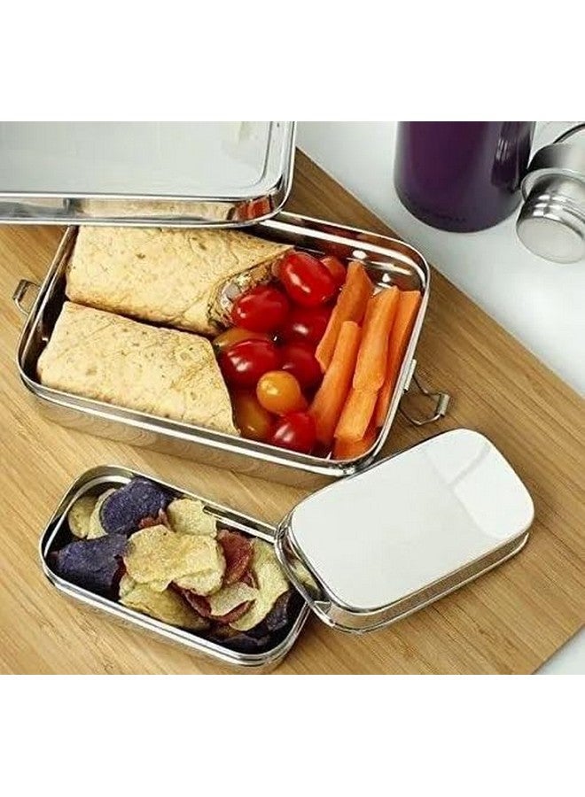 DiBha Stainless Steel Rectangle Shape Medium Size Lunch Box/School Lunch Box for Kids/Adults with 1 Snack Box (500 ml) - Image 5