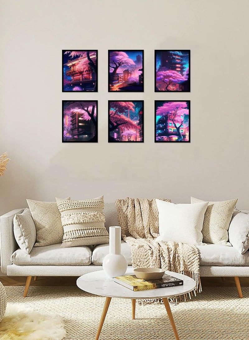 Today Idea Japanese Wall Art Prints Set of 6 Anime Posters Abstract Illustration Wall Art Comic Sakura Picture Fashion Canvas Art Painting for Living Room Bedroom Wall Decor (8"x10" UNFRAMED) - Image 2