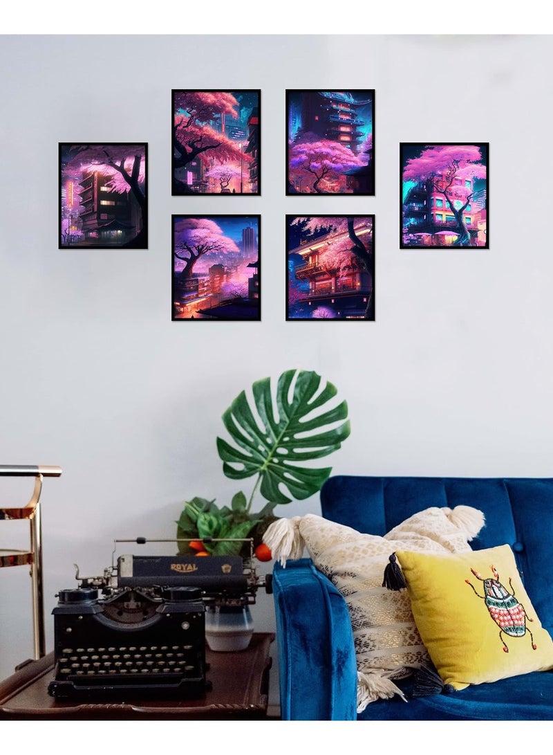 Today Idea Japanese Wall Art Prints Set of 6 Anime Posters Abstract Illustration Wall Art Comic Sakura Picture Fashion Canvas Art Painting for Living Room Bedroom Wall Decor (8"x10" UNFRAMED) - Image 3