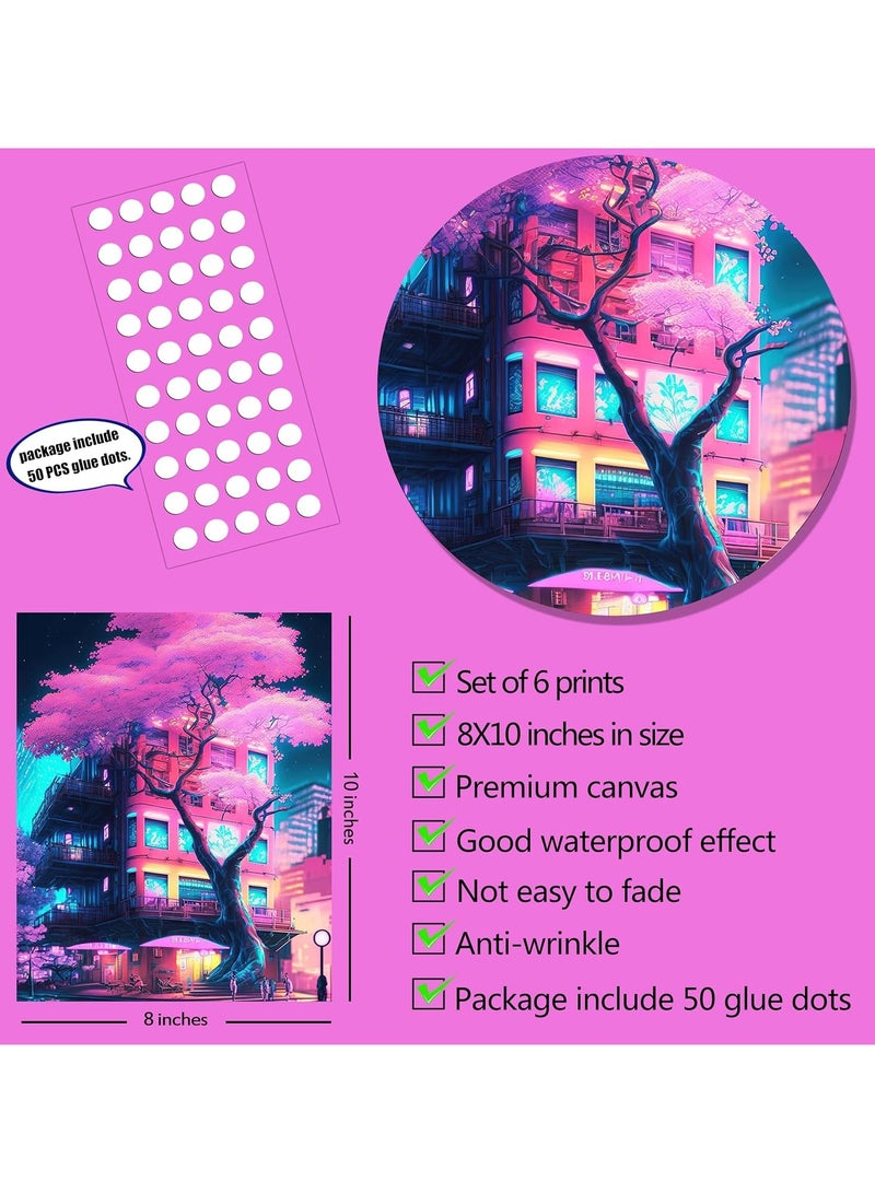 Today Idea Japanese Wall Art Prints Set of 6 Anime Posters Abstract Illustration Wall Art Comic Sakura Picture Fashion Canvas Art Painting for Living Room Bedroom Wall Decor (8"x10" UNFRAMED) - Image 5