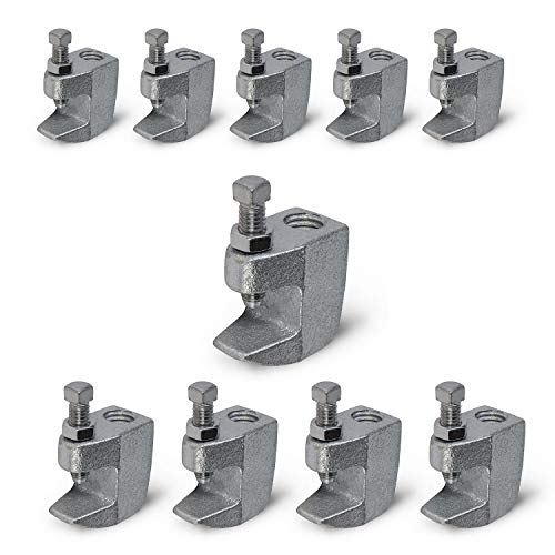 Highcraft DMCT-HF38-10 Junior Beam Clamp- Wall Ceiling Mount Vertical Piping Support- Clamp for Copper, Steel, PVC Tubing, 3/8 in., Electro Galvanized Steel (10 Pack) - Image 1