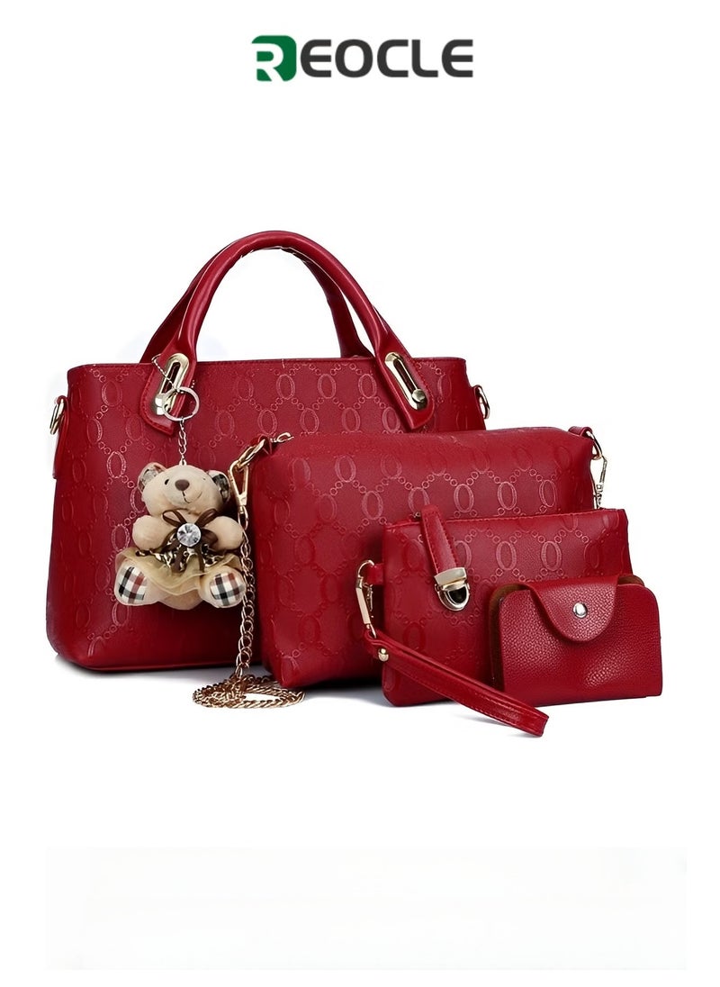 REOCLE Women's  Handbags Set Top Handle Shoulder Crossbody Bag Handle Satchel Hobo Handbag Set Large Tote & Purse & Shoulder Bag & Card Holder Tote Bag  - Image 1
