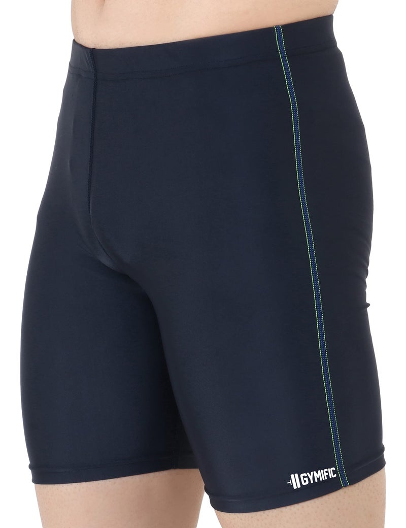 GYMIFIC Gym Compression Men's Skin Tight Shorts with Mobile Pocket for Gym, Running, Cycling, Basketball, Cricket, Yoga, Tennis, Badminton & Many More Sports Shorts Pant for Men (Large, Navy) - Image 1