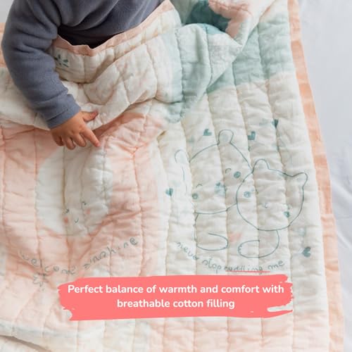 TIDY SLEEP Mulmul Cotton Baby Blanket – Super Soft & Lightweight Comforter for Newborns & Toddlers (0-2 Years) – Jaipuri Razai, All-Season Use, 110x90 cm – Feelings Print - Image 2