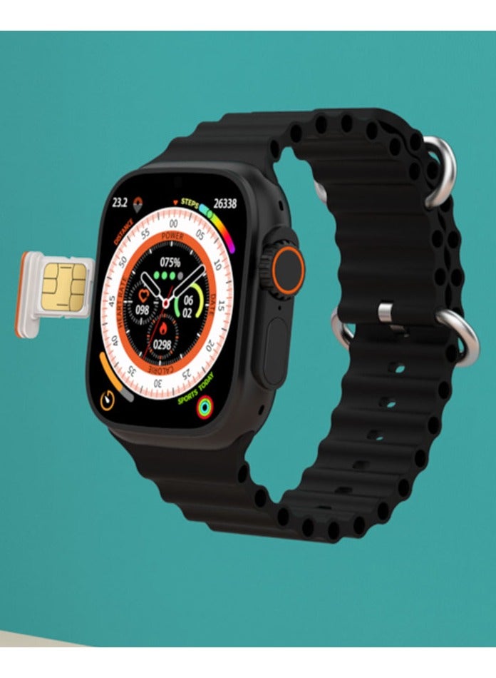 Modio ST11 Smart Watch 2.2 Inch Full Screen Display With 4G SIM card Support 3 Pair Straps and Wireless Charger For Ladies and Gents Black - Image 4