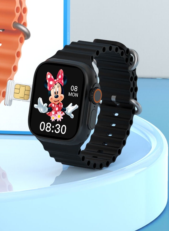 Modio ST11 Smart Watch 2.2 Inch Full Screen Display With 4G SIM card Support 3 Pair Straps and Wireless Charger For Ladies and Gents Black - Image 2