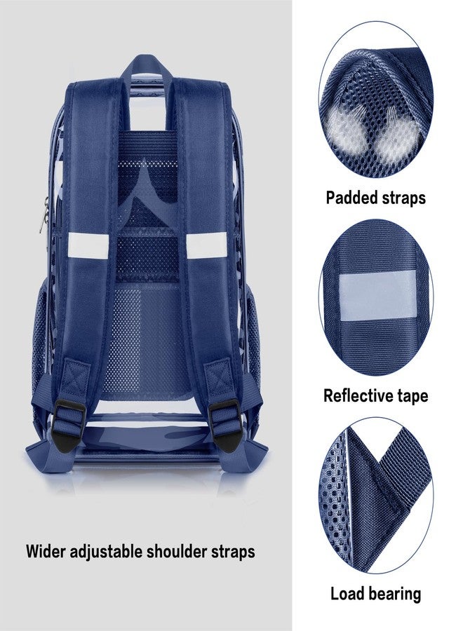 PAMANO Clear Backpack Transparent Heavy Duty See Through Bag for College Work Stadium Concert Travel Security, Navy XL - Image 5