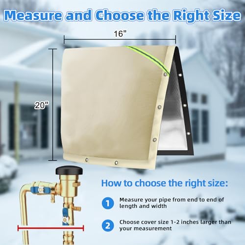 Joramoy Backflow Preventer Pipe Insulation Cover Thicker Winter Freeze Protection for Irrigation Pipes Pressure Vacuum Breaker Water Well Pump Sprinkler Valve 16W x 20H - Image 3