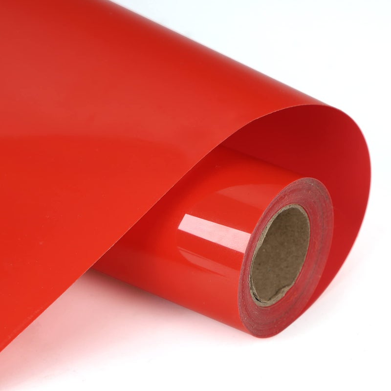 RENLITONG Red HTV Iron on Vinyl 12Inch by 10ft Roll Heat Transfer Vinyl for TShirt HTV Rolls for All Cutter Machine Easy to Cut Weed for Heat Transfer Design