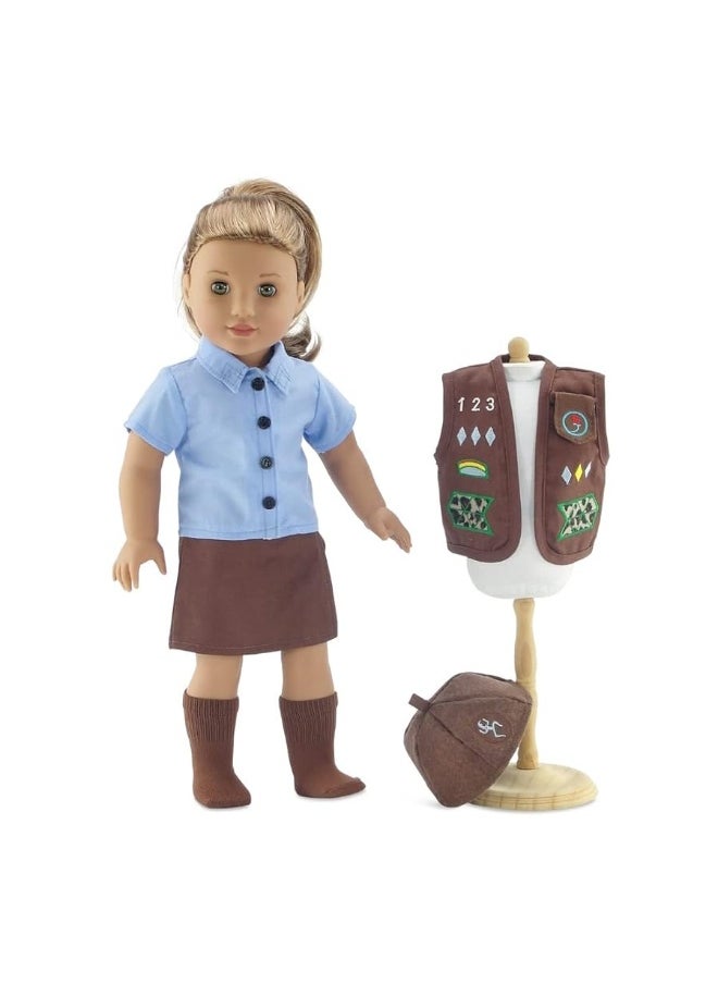 Emily Rose - Emily Rose 18 Inch Doll Clothes | Modern 18" Doll Brownie Girl Scout 8 Piece Uniform and Accessory Value Pack | Fits 18" Dolls | Gift Boxed! - Image 1