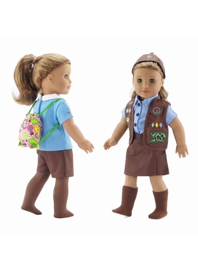 Emily Rose - Emily Rose 18 Inch Doll Clothes | Modern 18" Doll Brownie Girl Scout 8 Piece Uniform and Accessory Value Pack | Fits 18" Dolls | Gift Boxed! - Image 1