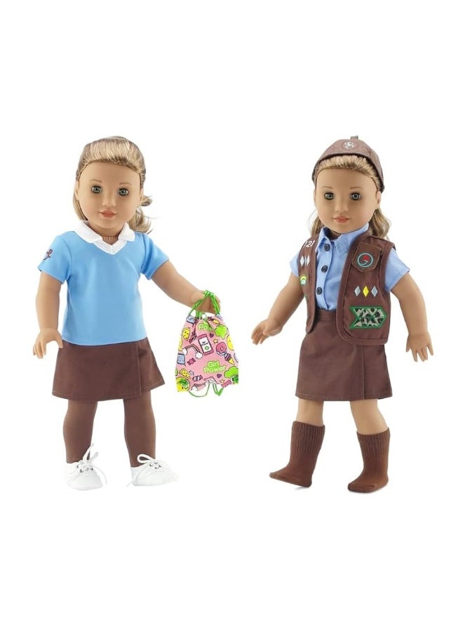 Emily Rose - Emily Rose 18 Inch Doll Clothes | Modern 18" Doll Brownie Girl Scout 8 Piece Uniform and Accessory Value Pack | Fits 18" Dolls | Gift Boxed! - Image 1