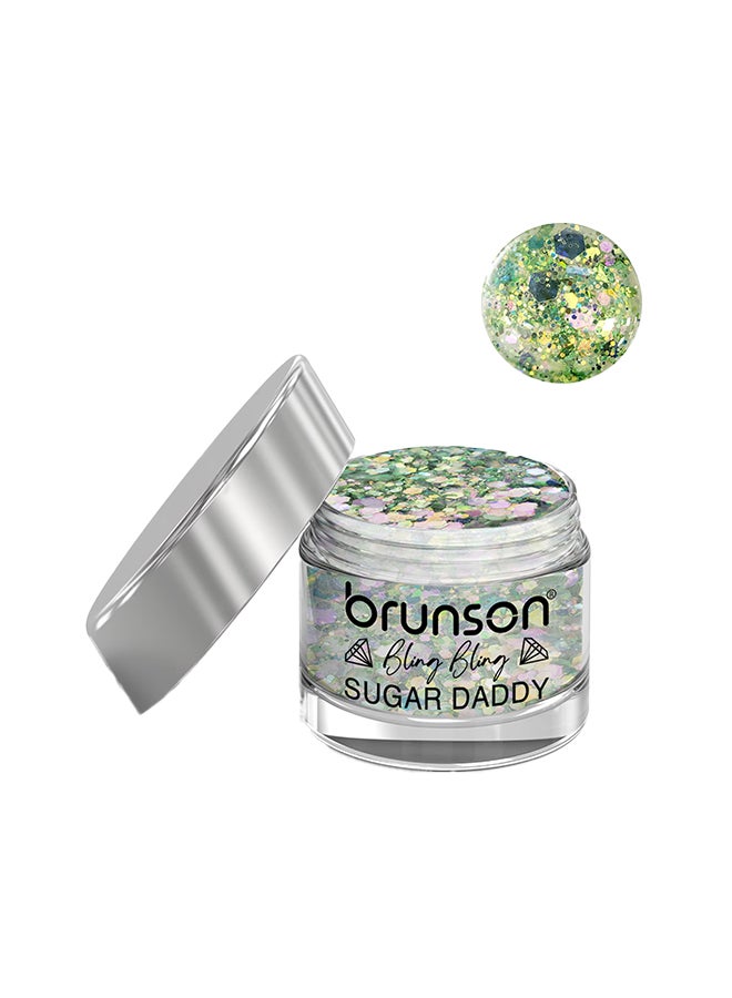 brunson Acrylic Nail Powder DIP And Buff System, Sugar Daddy Glittered 30ml BXC004