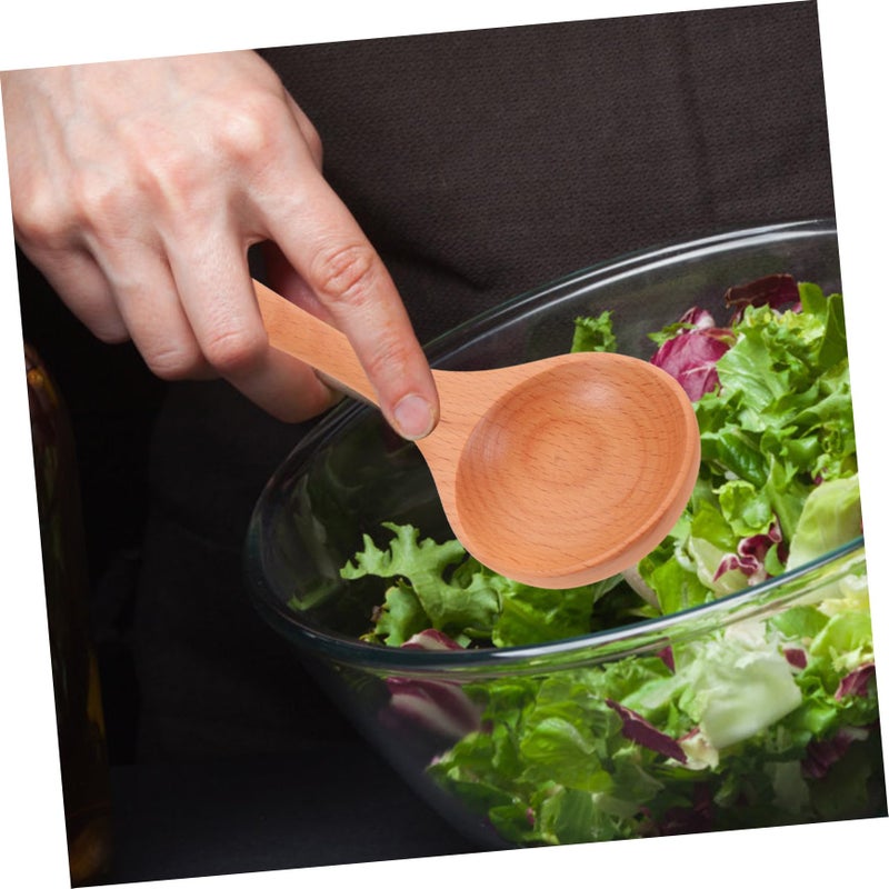 Beech Handle Spoons 2Pcs for Cooking Serving Soup Ramen Desserts Kitchen Utensils - Image 4