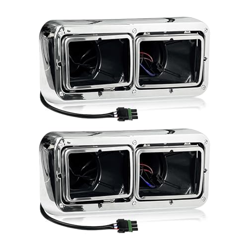 Grandroad auto Headlight Housing Base with Chrome Dual Headlight Bezel Fit For Kenworth T400 T600 T800 W900 K100 C500, Peterbilt 378 379, Western Star 4900, Freightliner FLD Classic XL - Image 1