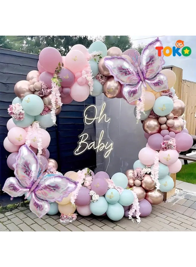 Toko 132pcs Butterfly Balloon Garland Kit | Complete Party Decor Set | Wedding, Birthday, Graduation Decorations | Valentine's & Anniversary Supplies | Foil & Latex Balloons - Image 4
