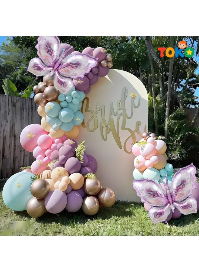 Toko 132pcs Butterfly Balloon Garland Kit | Complete Party Decor Set | Wedding, Birthday, Graduation Decorations | Valentine's & Anniversary Supplies | Foil & Latex Balloons - Image 5