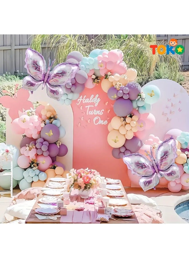 Toko 132pcs Butterfly Balloon Garland Kit | Complete Party Decor Set | Wedding, Birthday, Graduation Decorations | Valentine's & Anniversary Supplies | Foil & Latex Balloons - Image 1