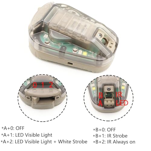 Jmtac Tactical IR Strobe Helmet Light Military Identification Lights with Visible LED + White Strobe Survival Signal (Tan-Green) - Image 2