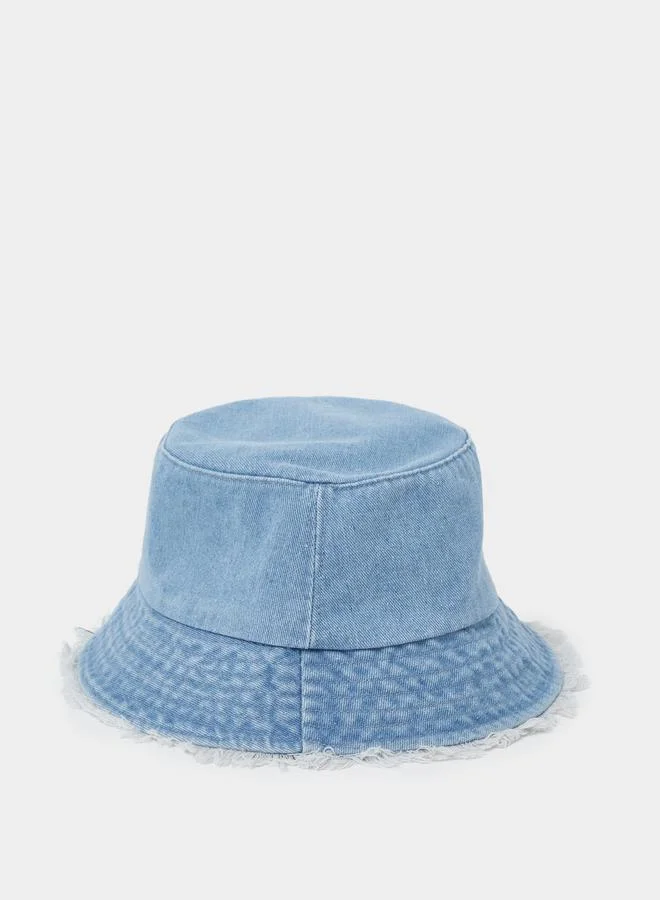Styli  Frayed Edge Denim Bucket Hat for Women | Best Price UAE