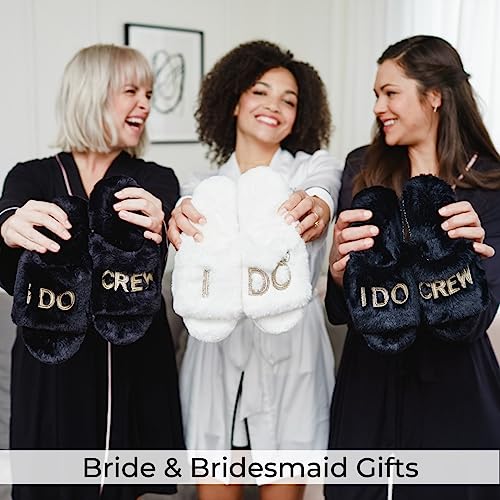 Dearfoams Women's Bride and Bridesmaid Gifts I Do Crew Slippers for Wedding and Bachelorette Party, 𝖨 𝖣𝗈 𝖢𝗋𝖾𝗐 𝖡𝗅𝖺𝖼𝗄, Small - Image 2