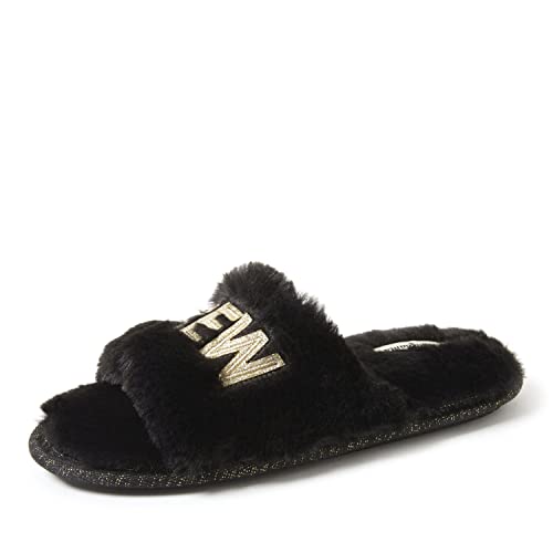 Dearfoams Women's Bride and Bridesmaid Gifts I Do Crew Slippers for Wedding and Bachelorette Party, 𝖨 𝖣𝗈 𝖢𝗋𝖾𝗐 𝖡𝗅𝖺𝖼𝗄, Small - Image 1