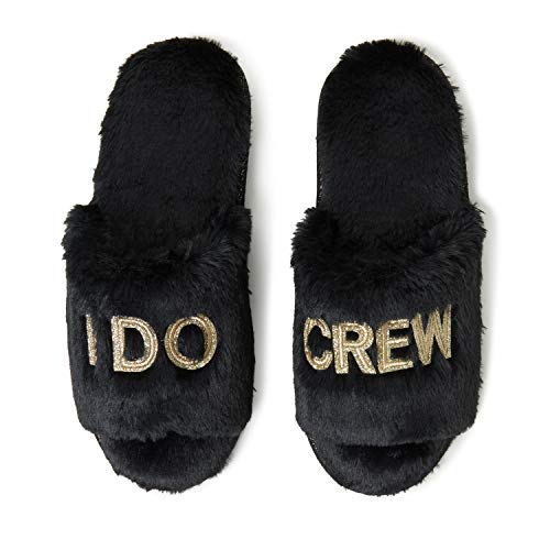 Dearfoams Women's Bride and Bridesmaid Gifts I Do Crew Slippers for Wedding and Bachelorette Party, 𝖨 𝖣𝗈 𝖢𝗋𝖾𝗐 𝖡𝗅𝖺𝖼𝗄, Small - Image 4