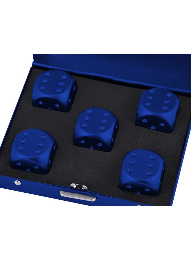 Aluminum Alloy Dice 5 Pieces 16mm Portable Metal Dices with Case 6 Sided Dice for Party Game (Blue Square) - Image 5